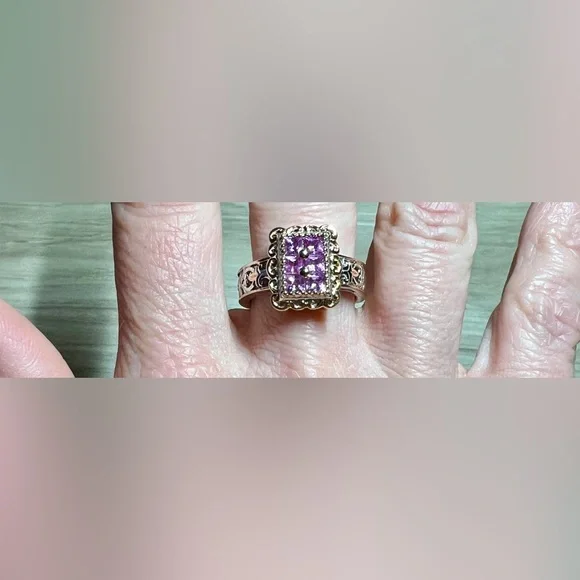 Gems En Vogue Sterling Silver 1.05ctw Pink Sapphire Cluster Ring, Size 8, 6g - Picture 8 of 10